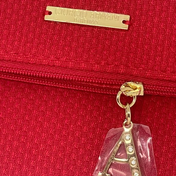 Giorgio Armani Parfums Cosmetic Makeup Travel Flat Pouch Bag - Red - Very Nice - Picture 5 of 8